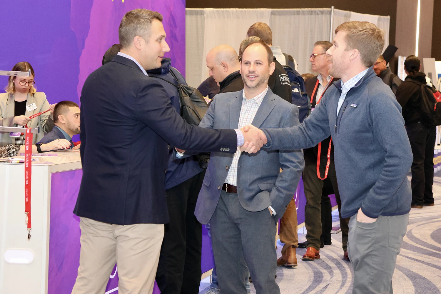 Group of people forming connections