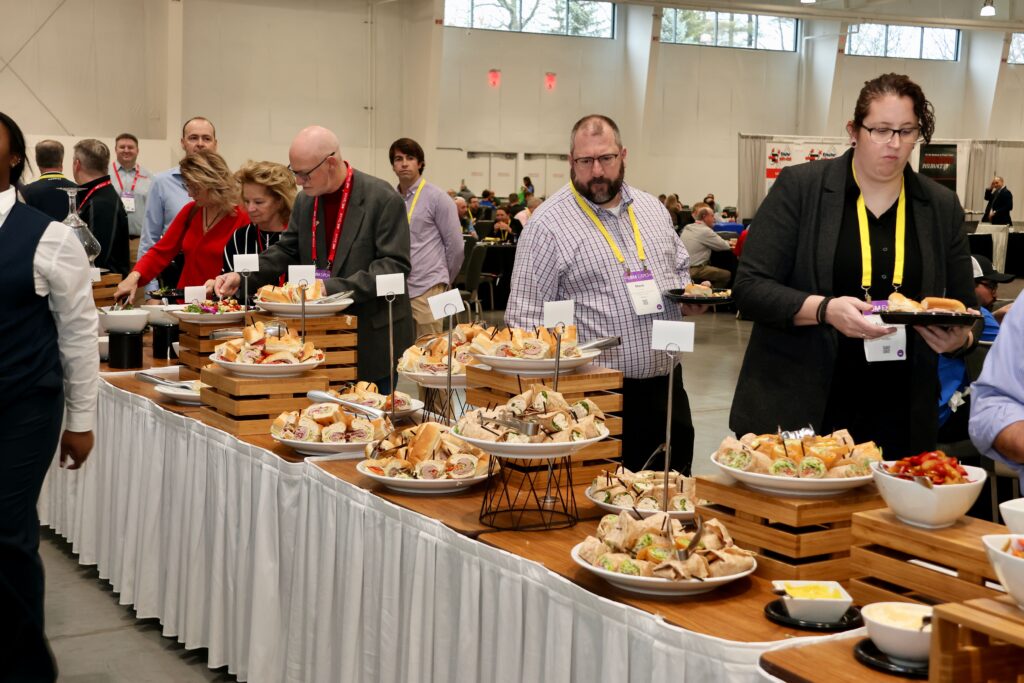 Table with food for buffet style lunch